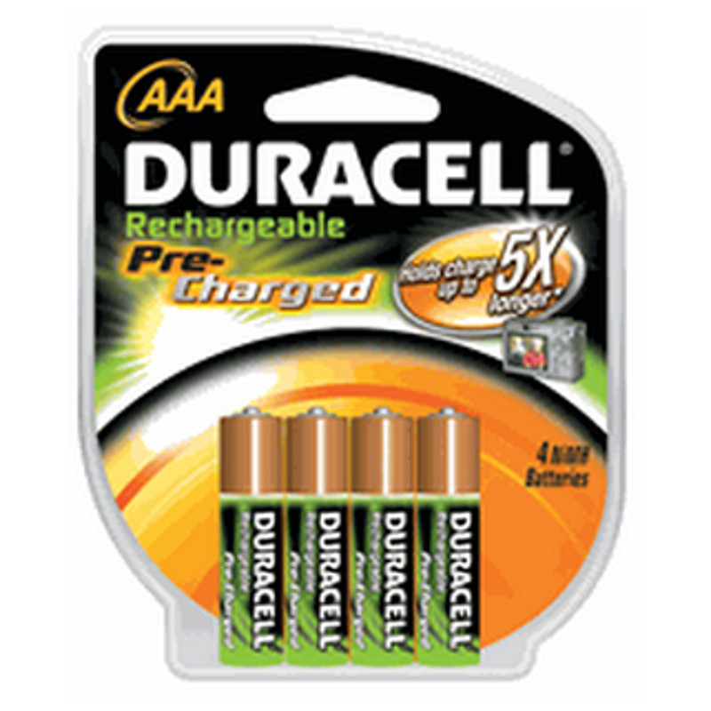 Duracell DX2400R4 Precharged Rechargeable NIMH Batteries 4 AAA pack