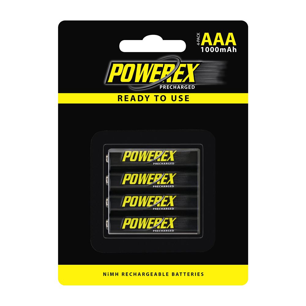 Powerex MHRAAAP4 Precharged Low Self-Discharge AAA 1000mAh 4 Pack