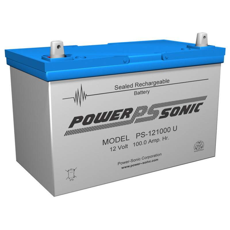 12 Volt 100.0 AH Powersonic PS121000, U Terminals, Rechargeable Sealed Lead Acid Battery