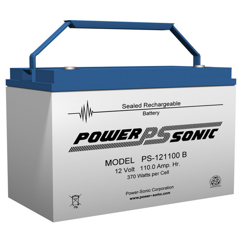 12 Volt 110.0 AH Powersonic PS121100, B Terminals, Rechargeable Sealed Lead Acid Battery