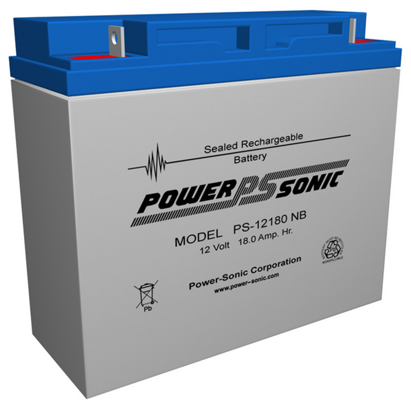 12 Volt 18 AH Powersonic PS12180, F2 or NB Terminals, Rechargeable Sealed Lead Acid Battery