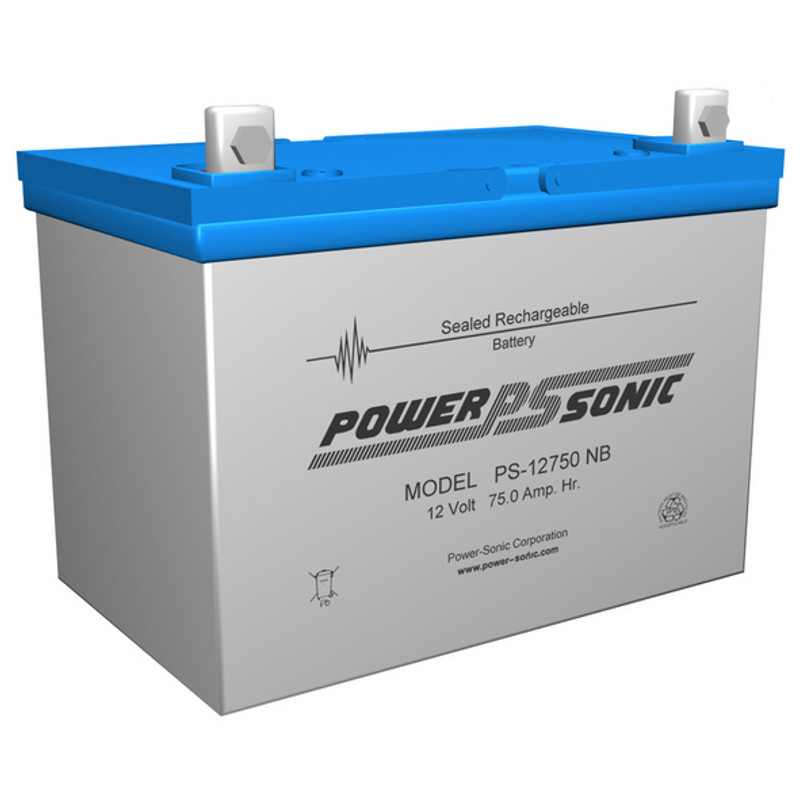 12 Volt 75 AH Powersonic PS12750, U Terminals, Rechargeable Sealed Lead Acid Battery